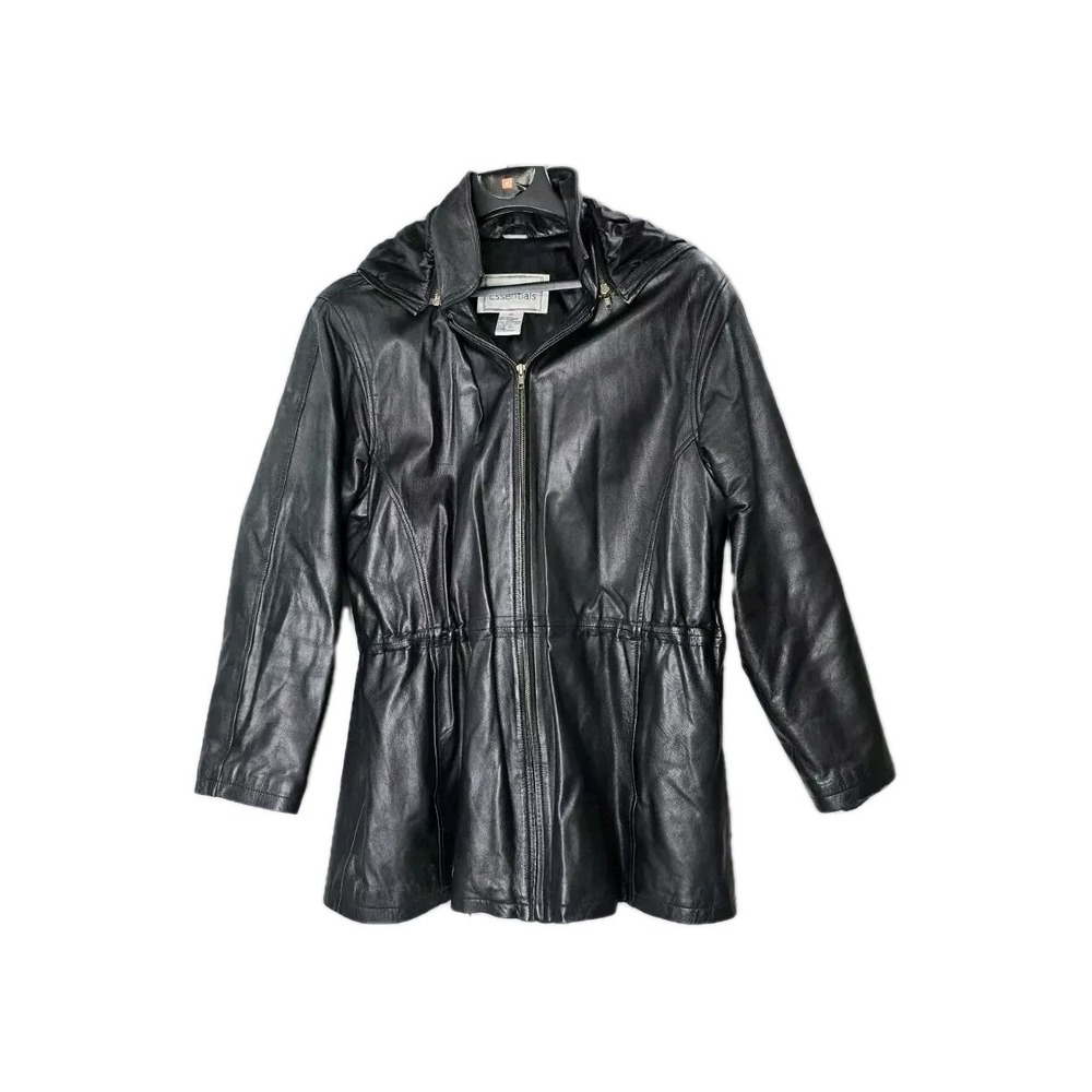 Modern Essentials Women's Genuine Leather Jacket XL Black Hooded